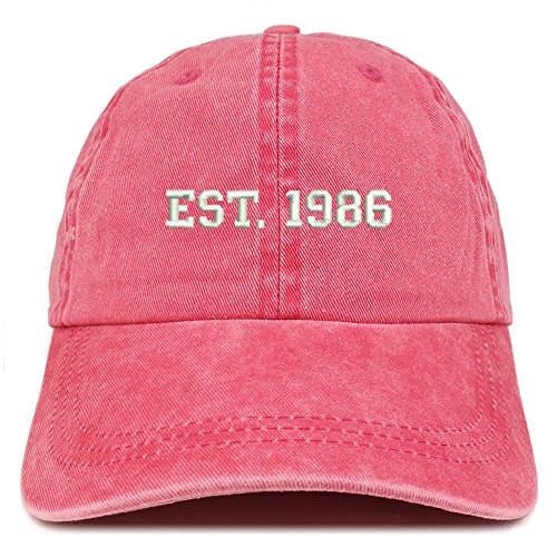 Trendy Apparel Shop EST 1986 Embroidered - 35th Birthday Gift Pigment Dyed Washed Cap