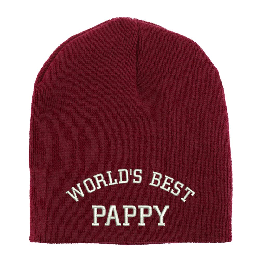 Trendy Apparel Shop World's Best Pappy Embroidered Made in USA Short Acrylic Knit Winter Beanie Hat