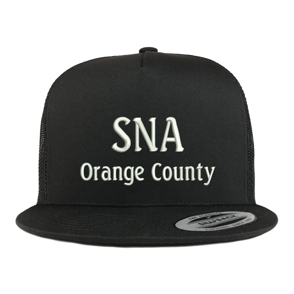 Trendy Apparel Shop SNA Orange County Embroidered 5 Panel Flatbill Trucker Cap