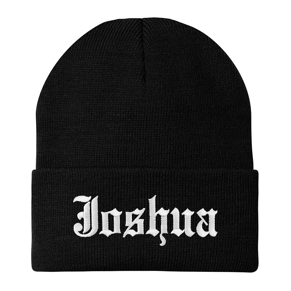 Trendy Apparel Shop Joshua Old English Embroidered Long Cuff Beanie