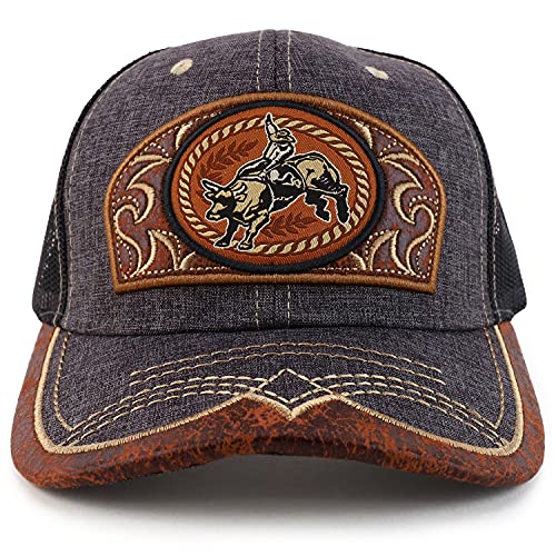 Trendy Apparel Shop Rodeo Leather Patch Trucker Snapback Ball Cap