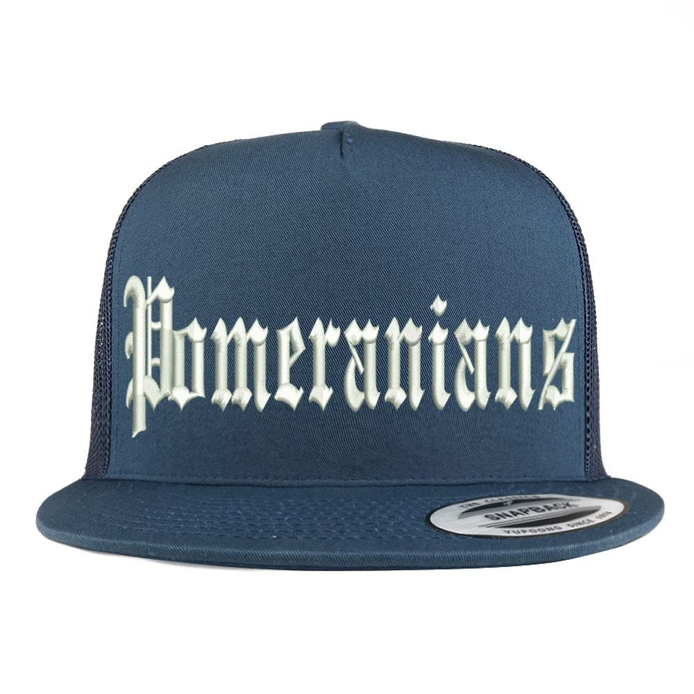 Trendy Apparel Shop Old English Pomeranians 5 Panel Flatbill Trucker Cap