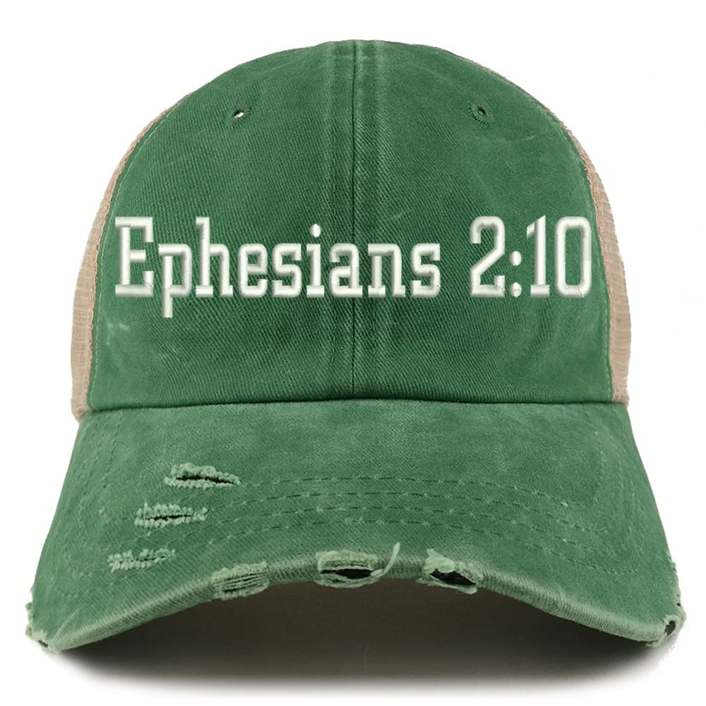Trendy Apparel Shop Ephesians 2:10 Frayed Bill Trucker Mesh Back Cap
