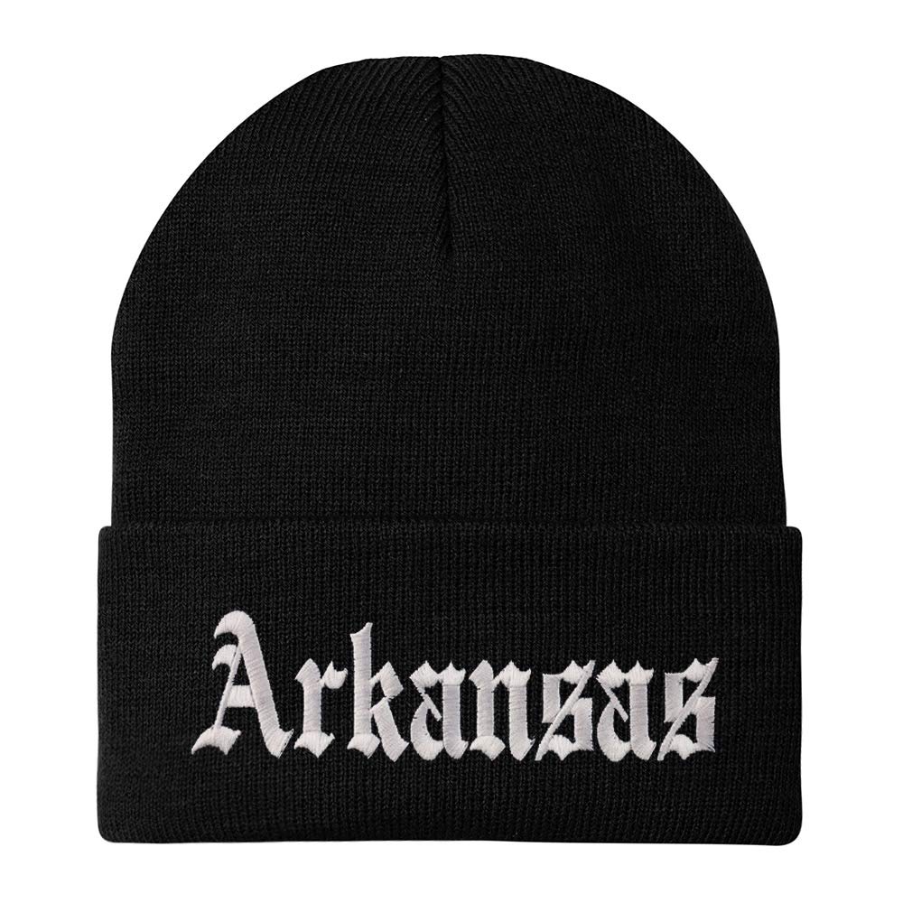 Trendy Apparel Shop Arkansas State Old English Embroidered Long Cuff Beanie