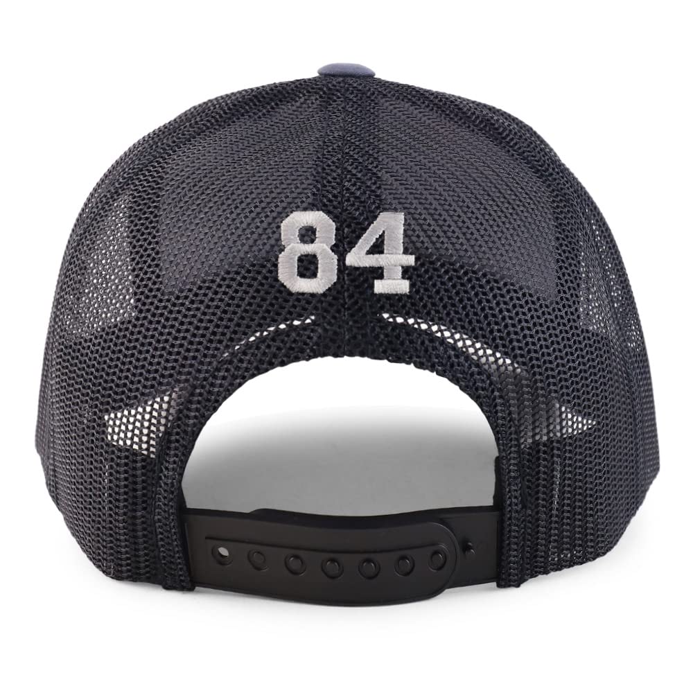 Trendy Apparel Shop Small Number 84 Back Embroidered 6 Panel Trucker Mesh Cap