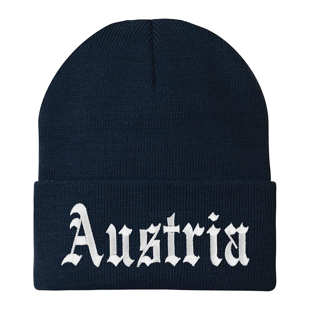 Trendy Apparel Shop Austria Old English Embroidered Long Cuff Beanie
