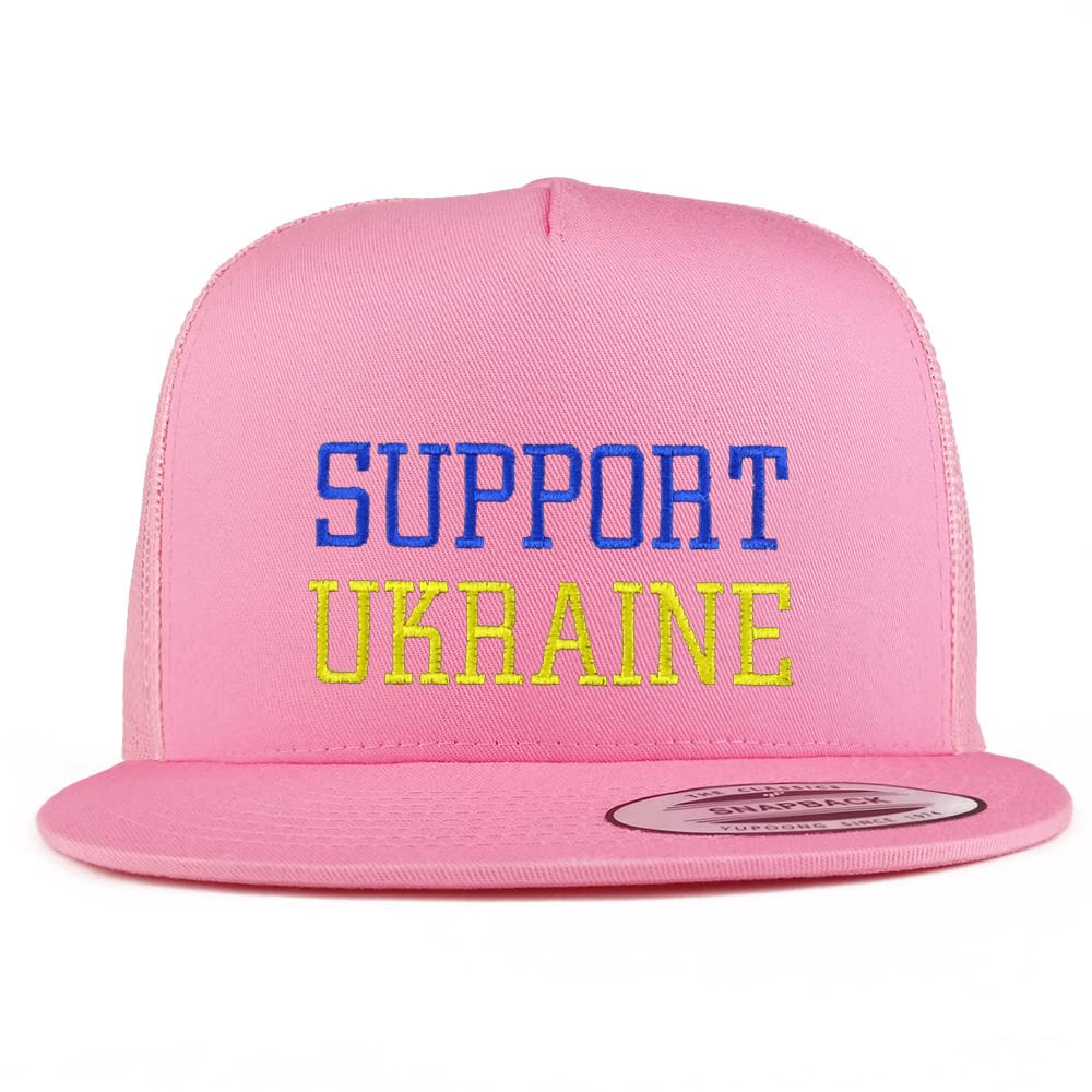 Trendy Apparel Shop Support Ukraine Embroidered 5 Panel Flatbill Trucker Cap