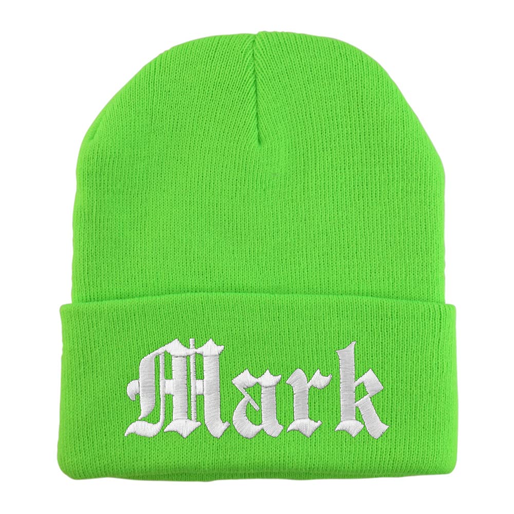 Trendy Apparel Shop Mark Old English Embroidered Long Cuff Beanie