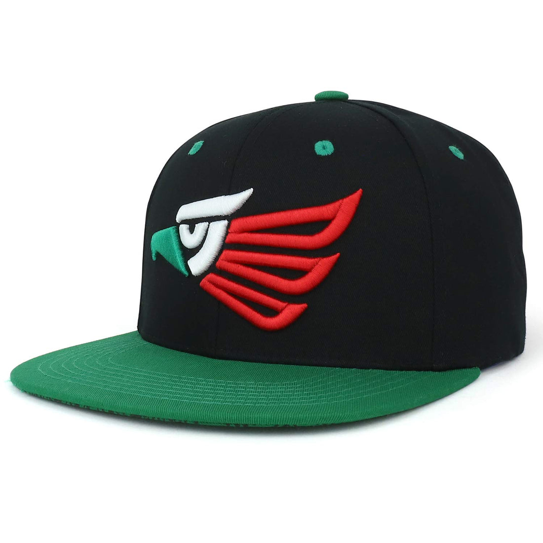 Trendy Apparel Shop Hecho En Mexico Eagle 3D Embroidered Cotton Snapback Cap - Black Green