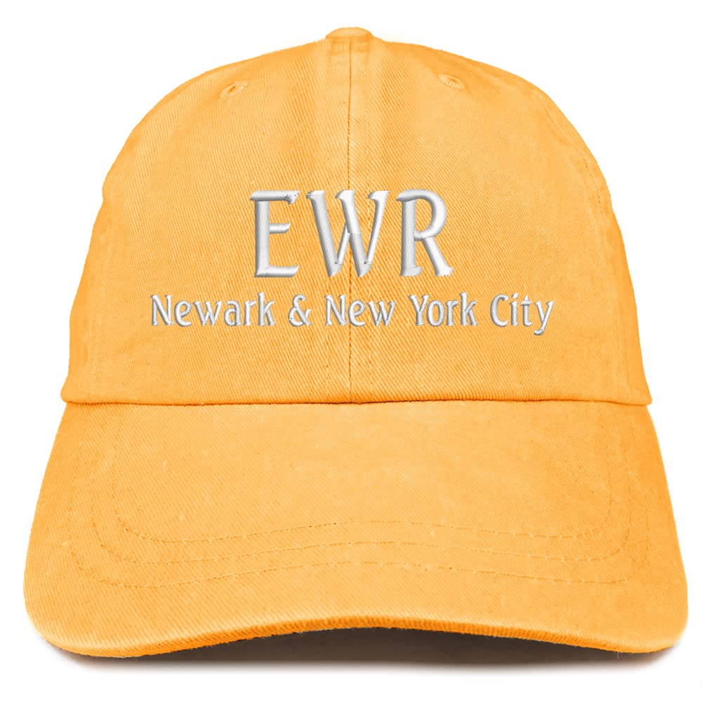 Trendy Apparel Shop EWR Newark and New York City Embroidered Pigment Dyed Washed Baseball Cap