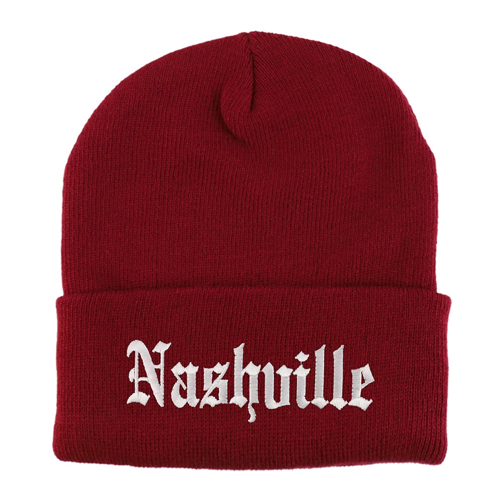 Trendy Apparel Shop Nashville Old English Embroidered Long Cuff Beanie
