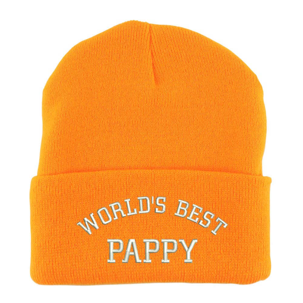 Trendy Apparel Shop World's Best Pappy Embroidered Made in USA Cuff Folded Acylic Knit Winter Beanie Hat