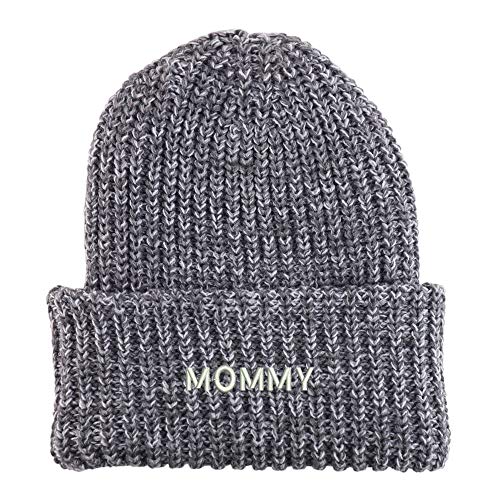 Trendy Apparel Shop Mommy Embroidered Long Cuffed Thick Ribbed Knit Beanie