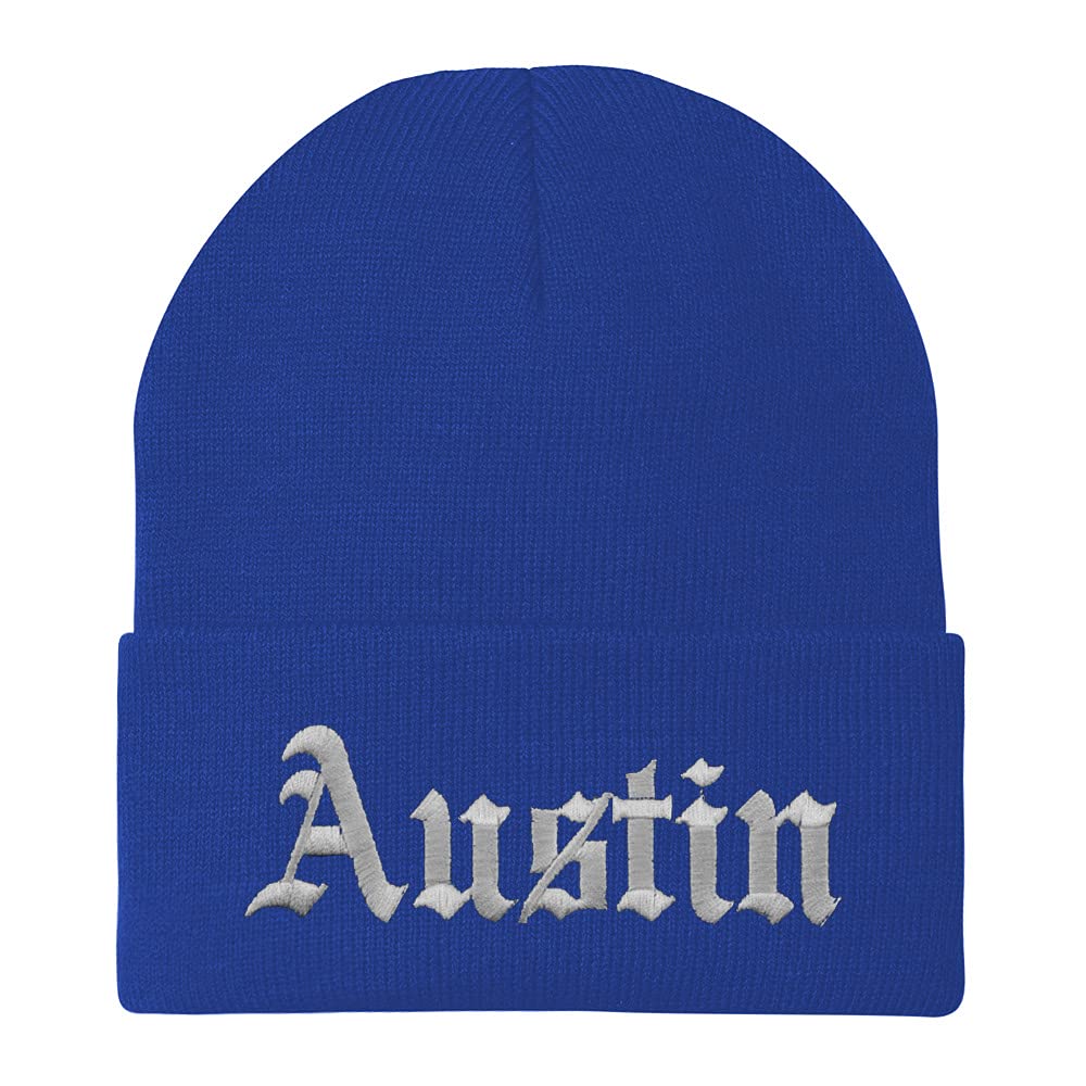 Trendy Apparel Shop Austin Old English Embroidered Long Cuff Beanie
