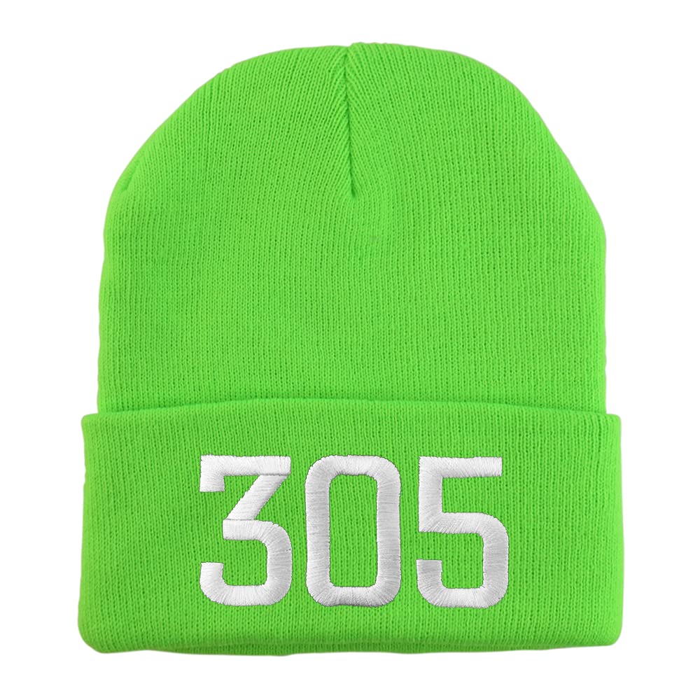 Trendy Apparel Shop Miami 305 Old English Embroidered Long Cuff Beanie