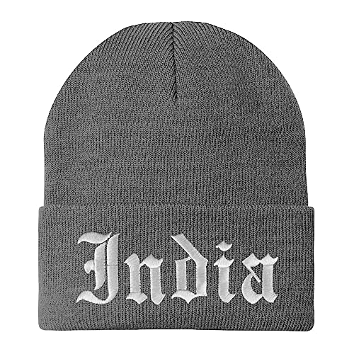 Trendy Apparel Shop India Old English Embroidered Long Cuff Winter Beanie