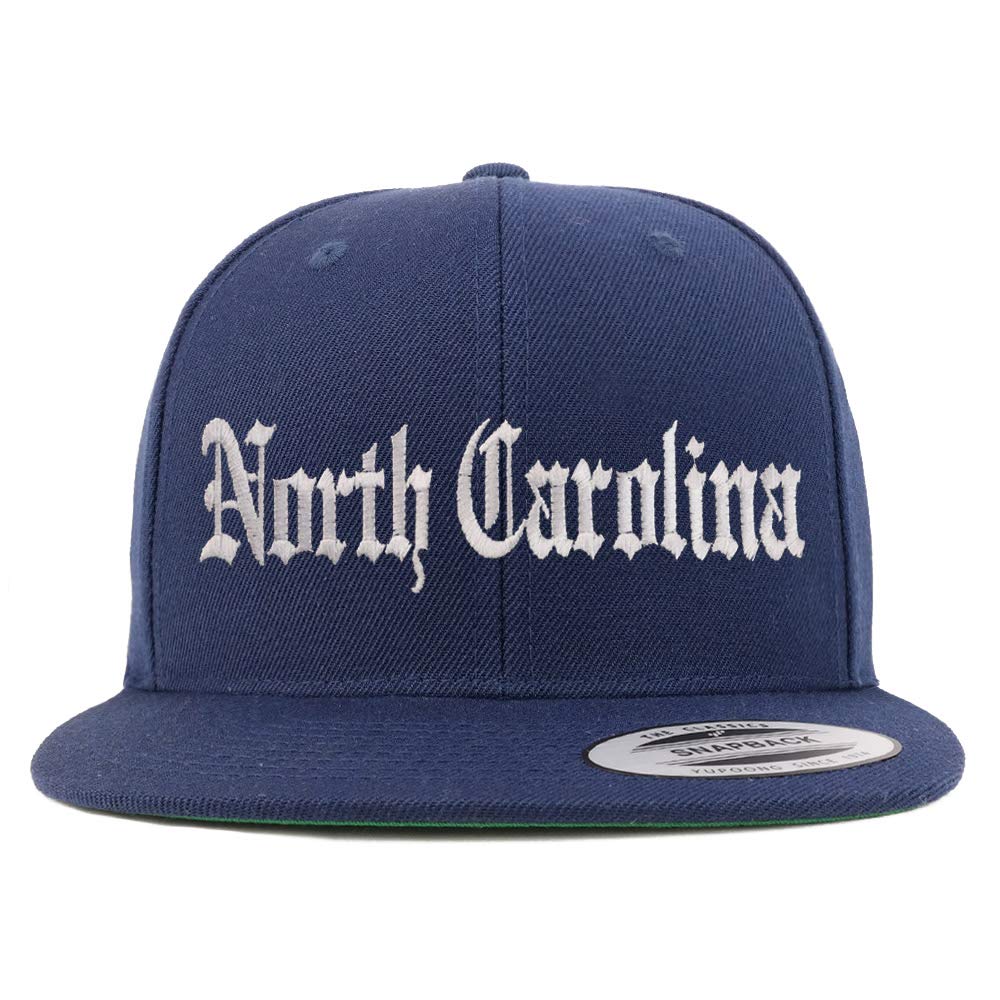 Trendy Apparel Shop North Carolina State Old English Embroidered Flatbill Cap