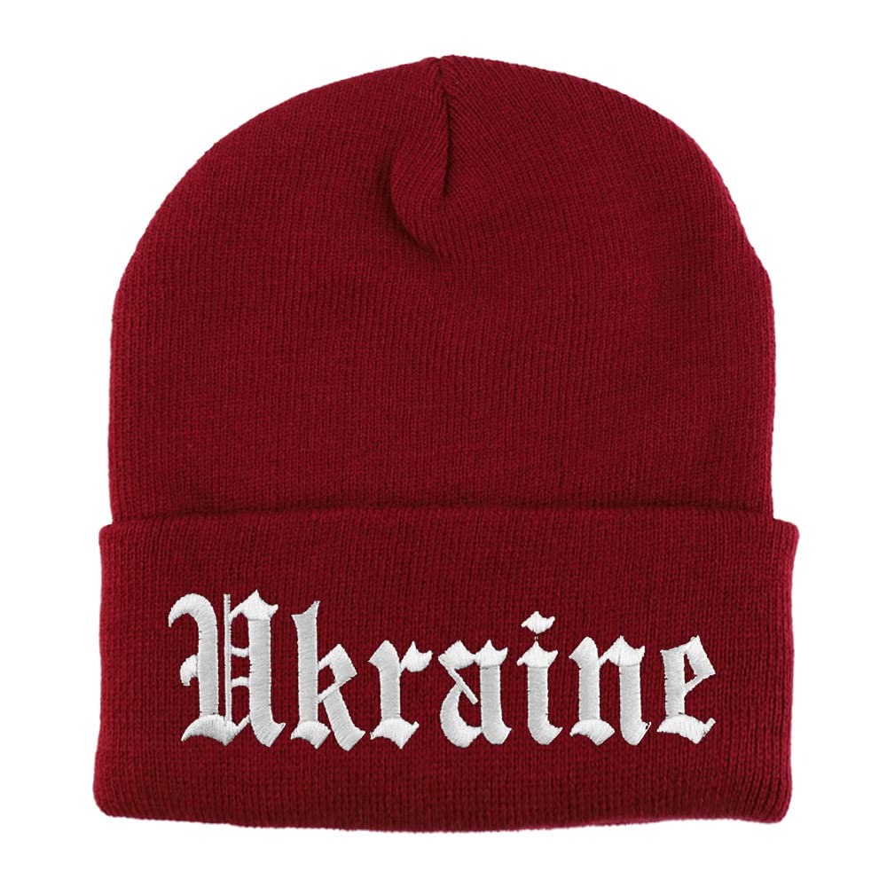 Trendy Apparel Shop Ukraine Old English Embroidered Long Cuff Beanie