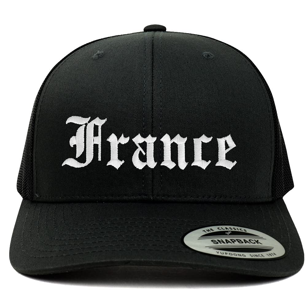 Trendy Apparel Shop France Old English 6 Panel Trucker Mesh Cap