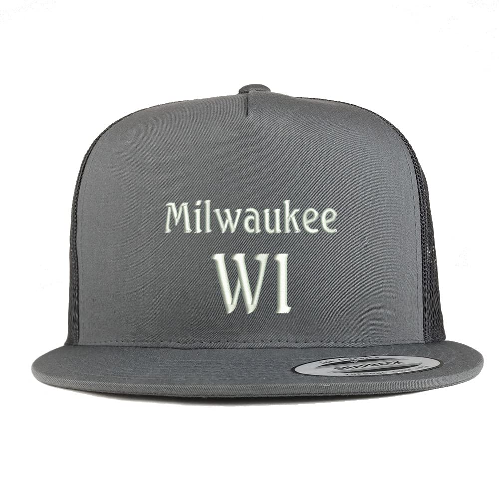Trendy Apparel Shop Milwaukee WI Embroidered 5 Panel Flatbill Trucker Cap