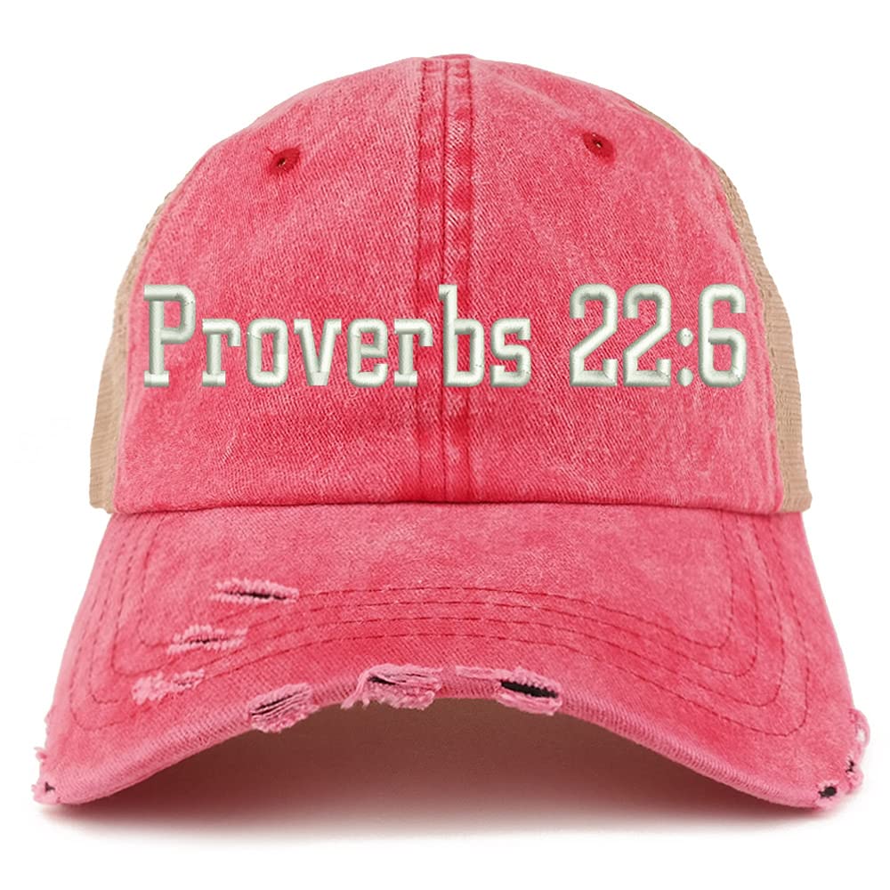 Trendy Apparel Shop Proverbs 22: 6 Frayed Bill Trucker Mesh Back Cap