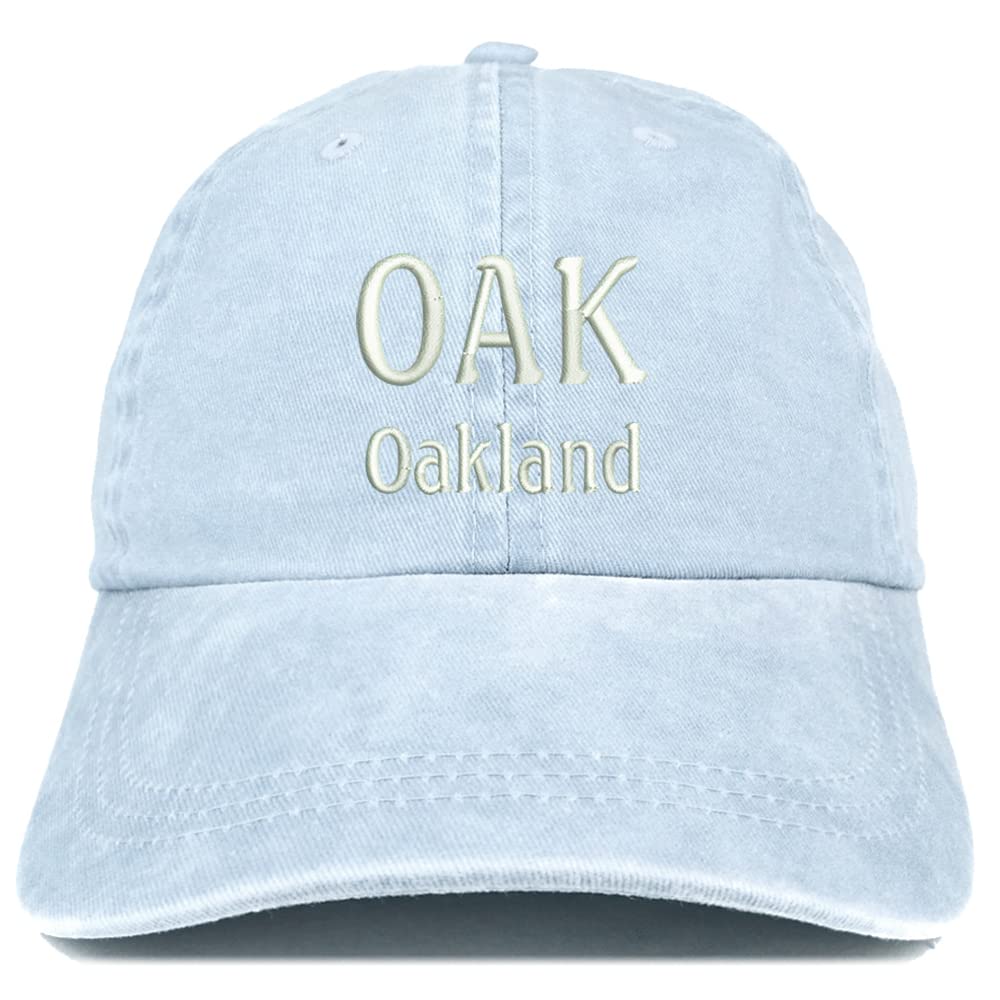 Trendy Apparel Shop Oak Oakland Embroidered Pigment Dyed Washed Baseball Cap