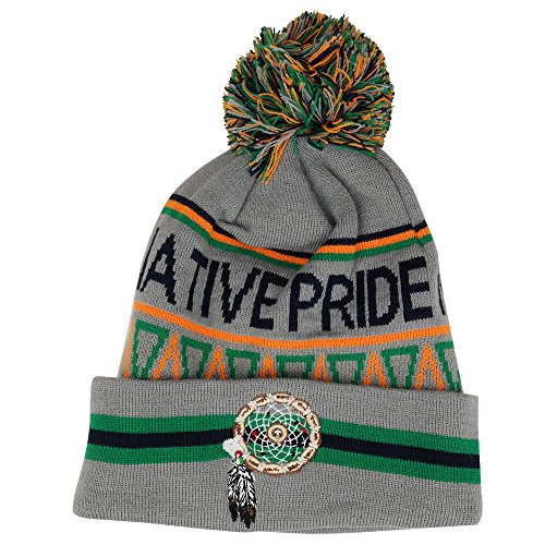 Trendy Apparel Shop Native Pride Print Dream Catcher Embroidered Pom Pom Long Beanie