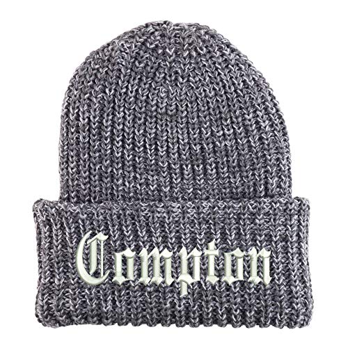Trendy Apparel Shop Compton City Old English Long Cuffed Thick Ribbed Beanie