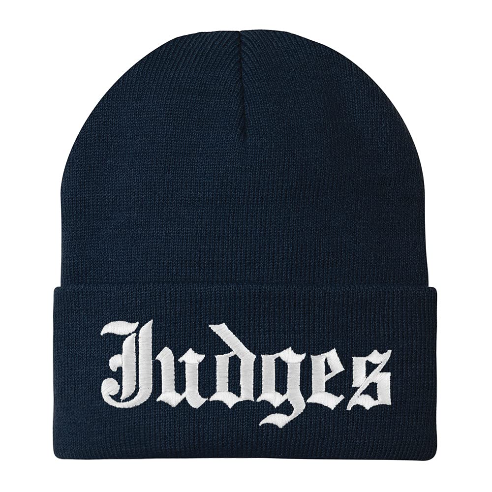 Trendy Apparel Shop Judges Old English Embroidered Long Cuff Beanie