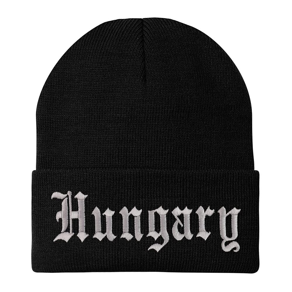 Trendy Apparel Shop Hungary Old English Embroidered Long Cuff Beanie