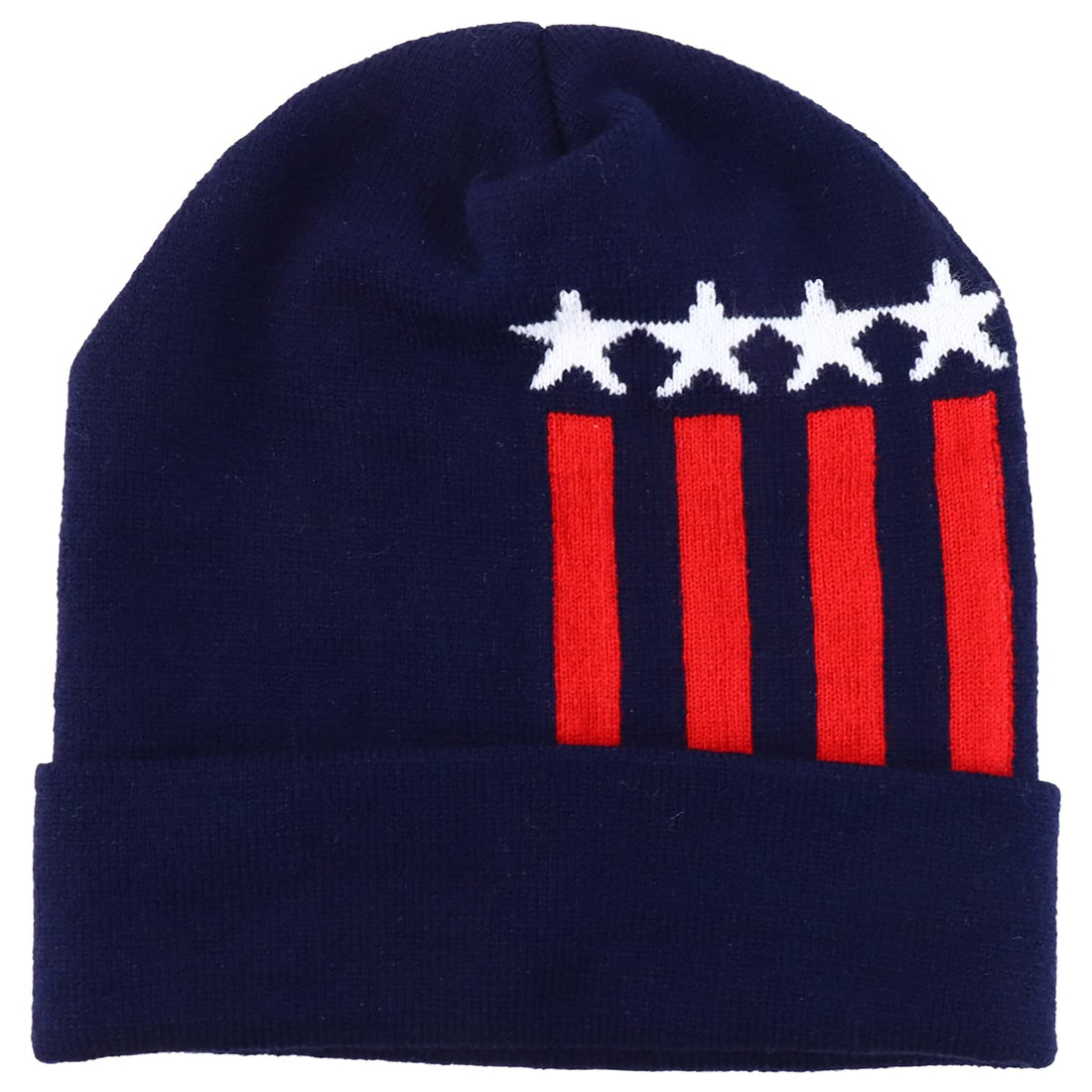 Trendy Apparel Shop Made in USA Patriotic Pattern Long Cuff Winter Beanie