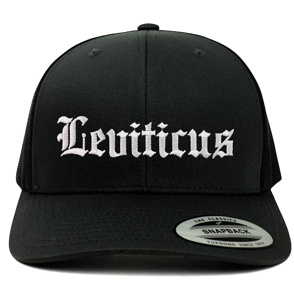 Trendy Apparel Shop Leviticus Old English 6 Panel Trucker Mesh Cap