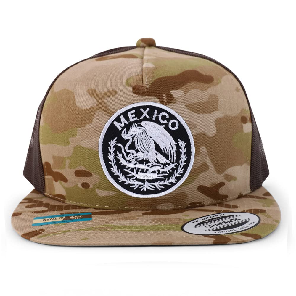 Trendy Apparel Shop Circular Mexico Patch 5 Panel Flatbill Trucker Cap