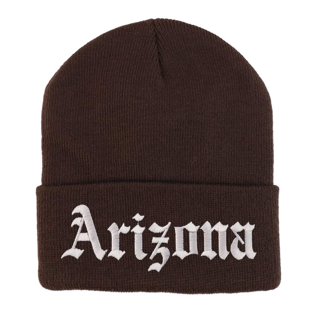 Trendy Apparel Shop Arizona State Old English Embroidered Long Cuff Beanie