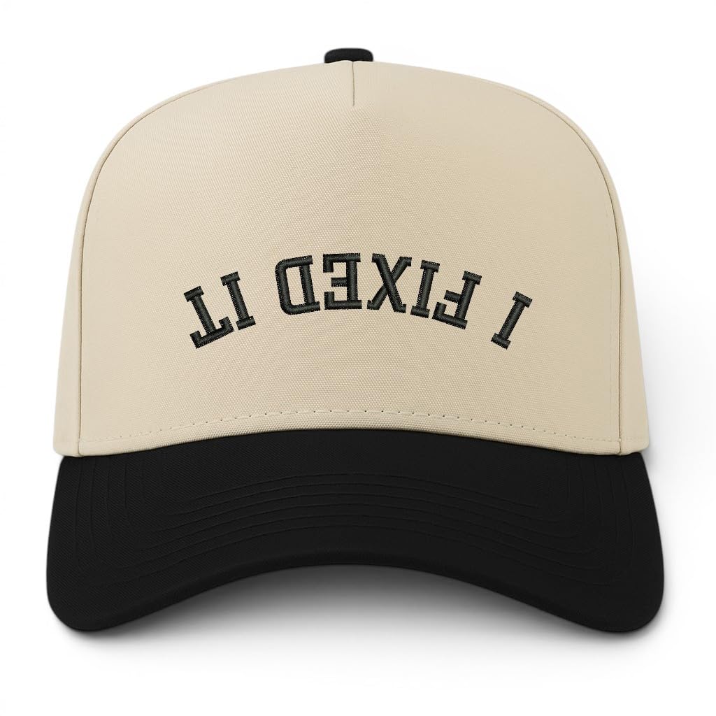 Trendy Apparel Shop I Fixed It Upside Down Embroidered 5 Panel Two Tone Vintage Ball Cap