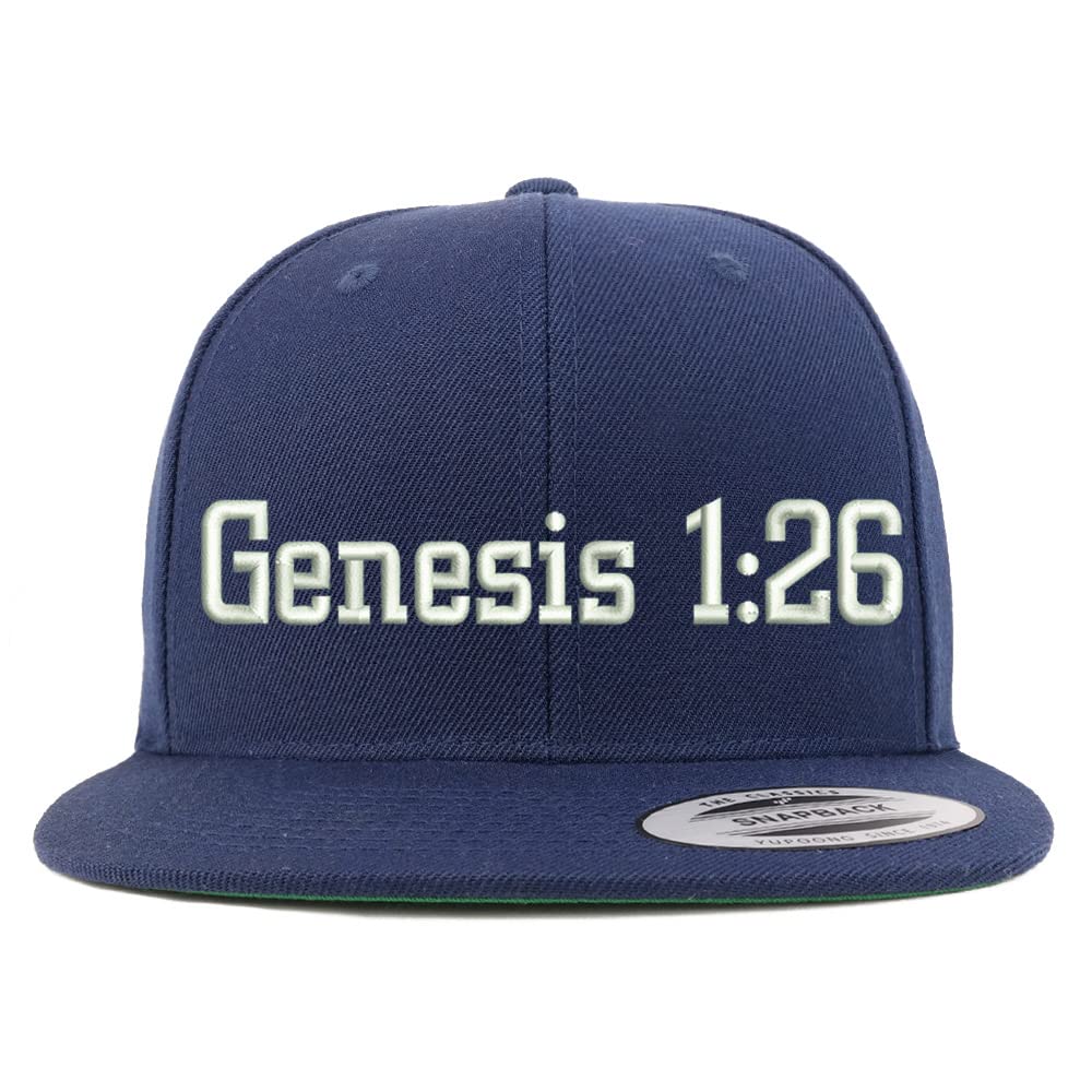 Trendy Apparel Shop Genesis 1:26 Embroidered Flatbill Snapback