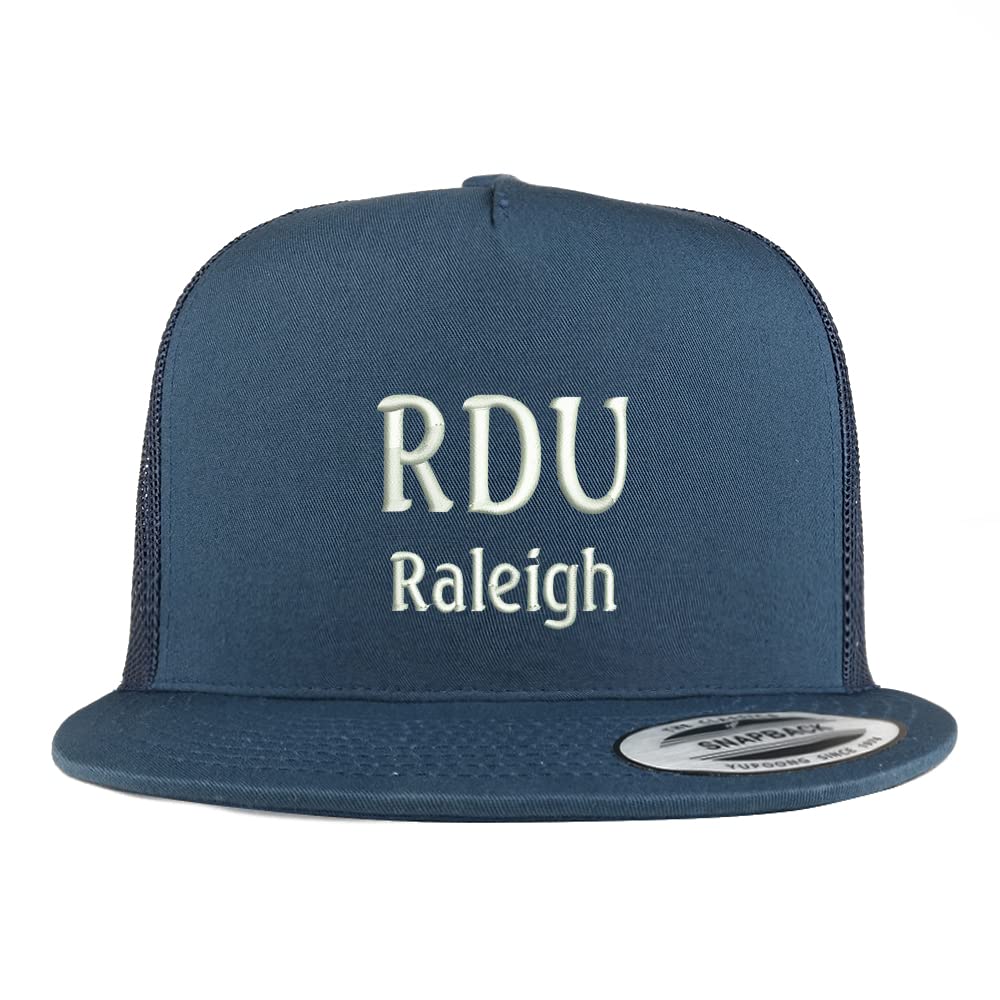 Trendy Apparel Shop RDU Raleigh Embroidered 5 Panel Flatbill Trucker Cap