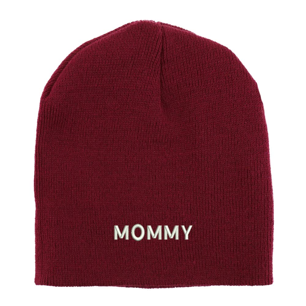Trendy Apparel Shop Mommy Embroidered Made in USA Short Acrylic Knit Winter Beanie Hat