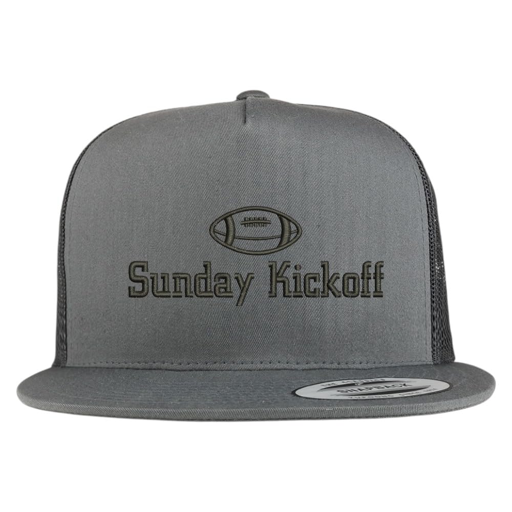Trendy Apparel Shop Football Sunday Kickoff Embroidered 5 Panel Flatbill Trucker Mesh Cap