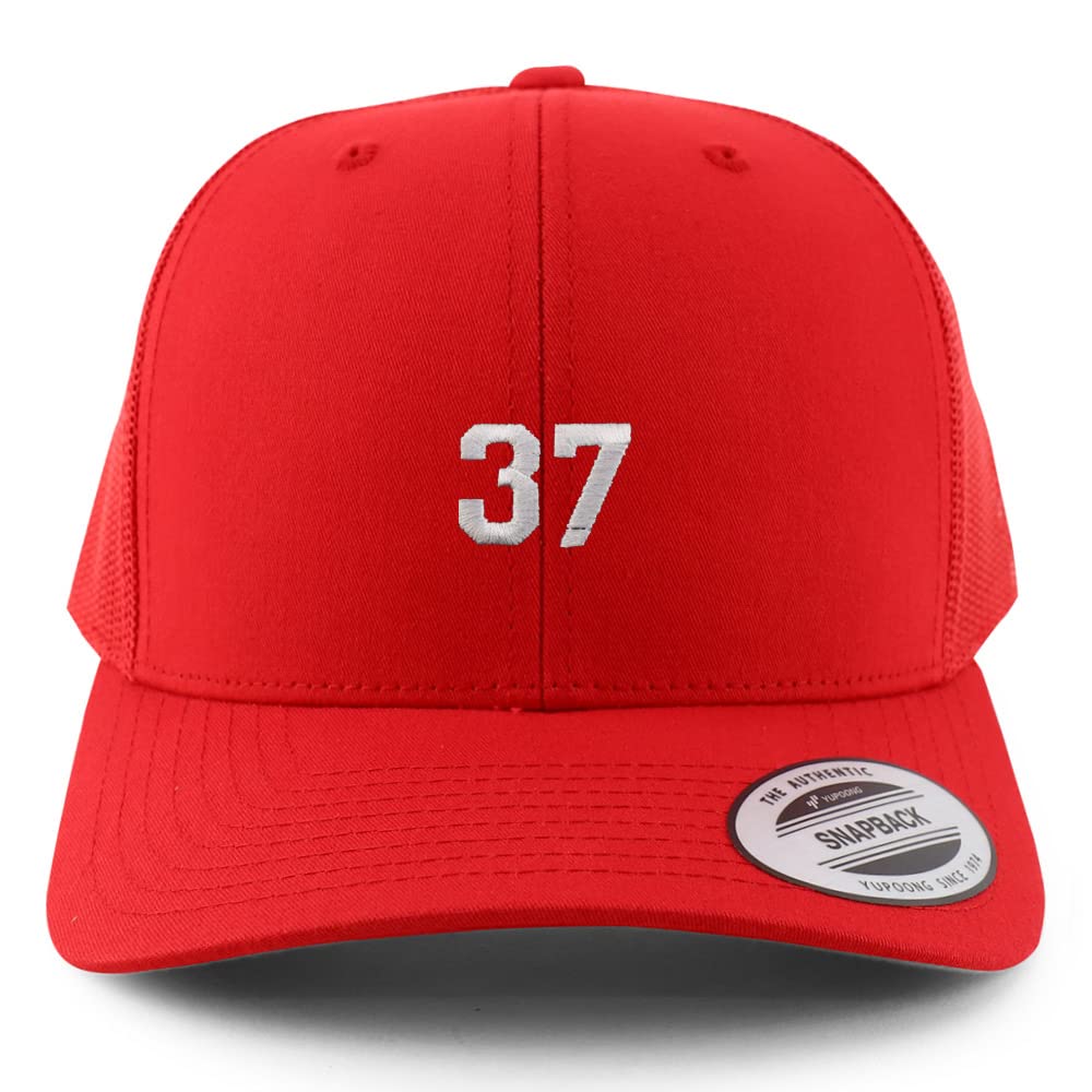 Trendy Apparel Shop Small Number 37 Embroidered 6 Panel Trucker Mesh Cap
