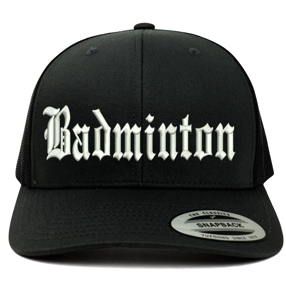 Trendy Apparel Shop Old English Badminton 6 Panel Trucker Mesh Cap