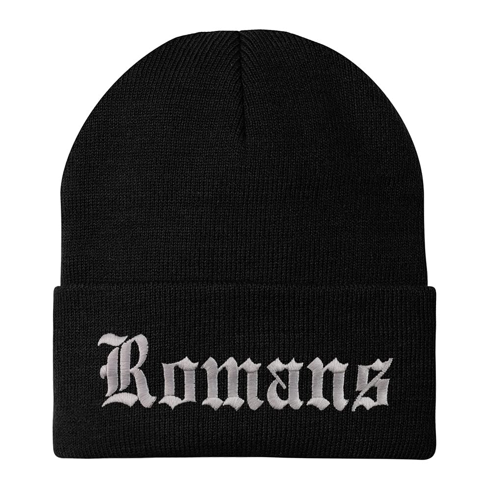 Trendy Apparel Shop Romans Old English Embroidered Long Cuff Beanie