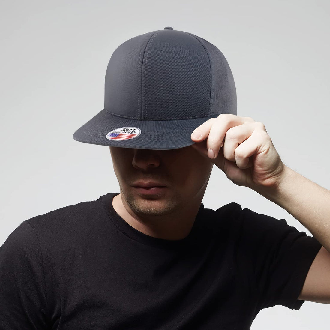 Trendy Apparel Shop Made in USA Structured 6 Panel Flatbill Snapback Cap