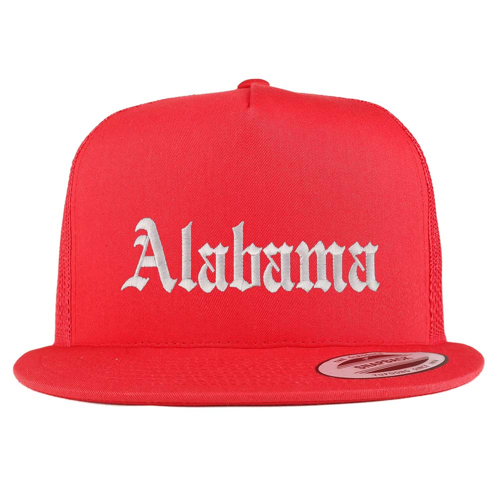 Trendy Apparel Shop Alabama State Old English 5 Panel Flatbill Trucker Mesh Cap