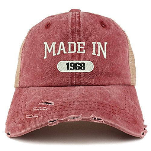 Trendy Apparel Shop Made in 1968 51st Birthday Embroider Frayed Trucker Mesh Back Cap