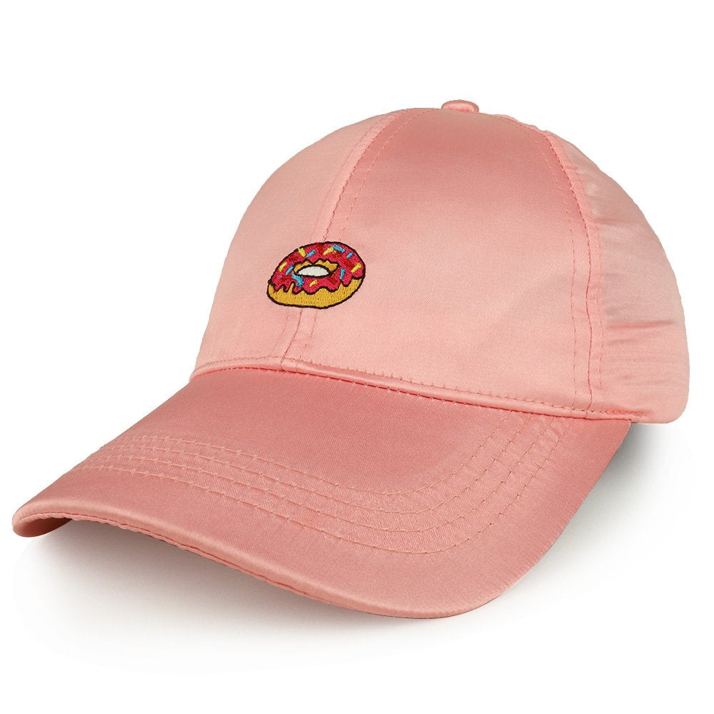 Trendy Apparel Shop Donut Emoticon Design Embroidered Satin Baseball Cap