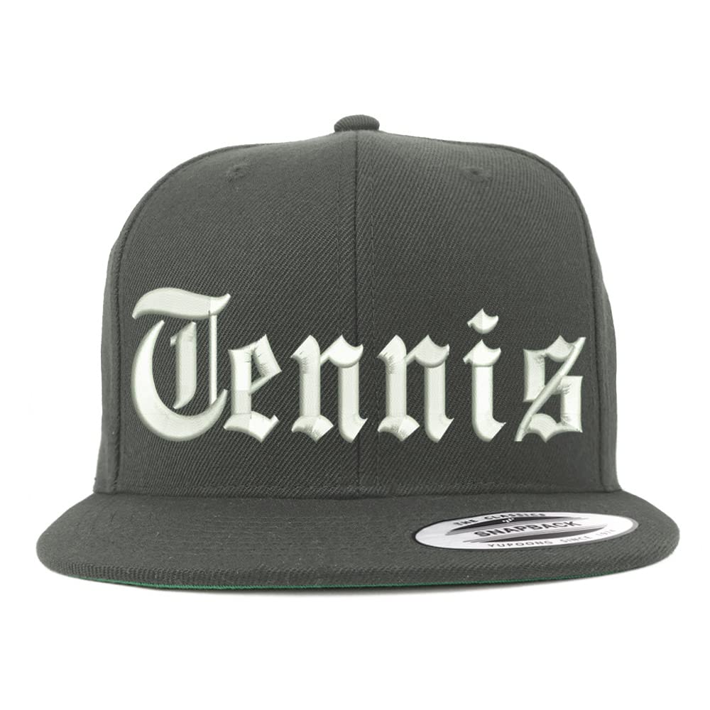 Trendy Apparel Shop Old English Tennis Embroidered Flatbill Snapback