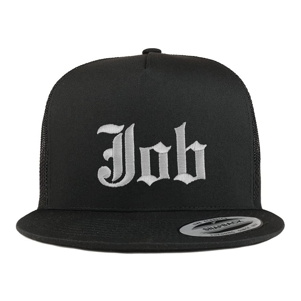 Trendy Apparel Shop Job Old English 5 Panel Flatbill Trucker Cap