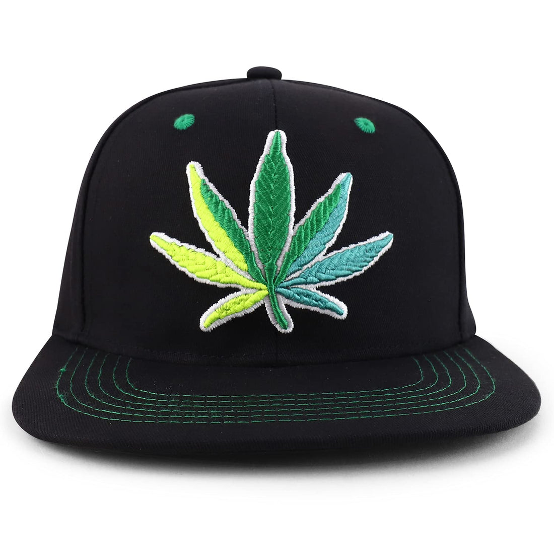 Trendy Apparel Shop Large Marijuana Leaf Flatbill Snapback Baseball Cap