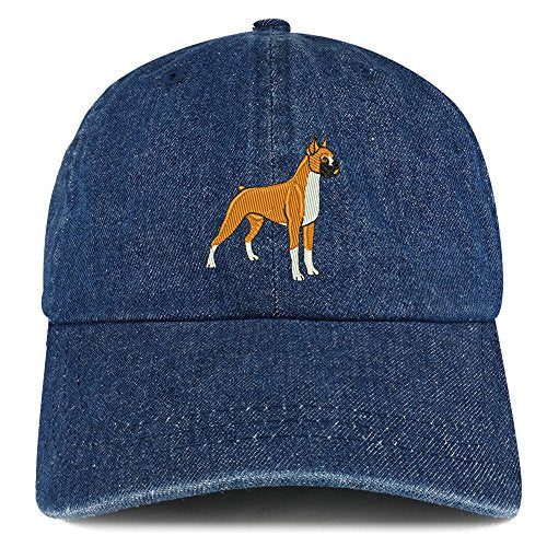Trendy Apparel Shop Boxer Embroidered 100% Cotton Denim Cap Dad Hat